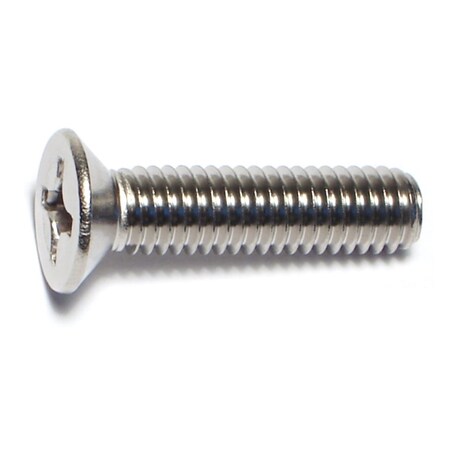 Midwest Fastener M6-1.00 x 25 mm Phillips Flat Machine Screw, Plain A2 Stainless Steel, 100 PK 55112